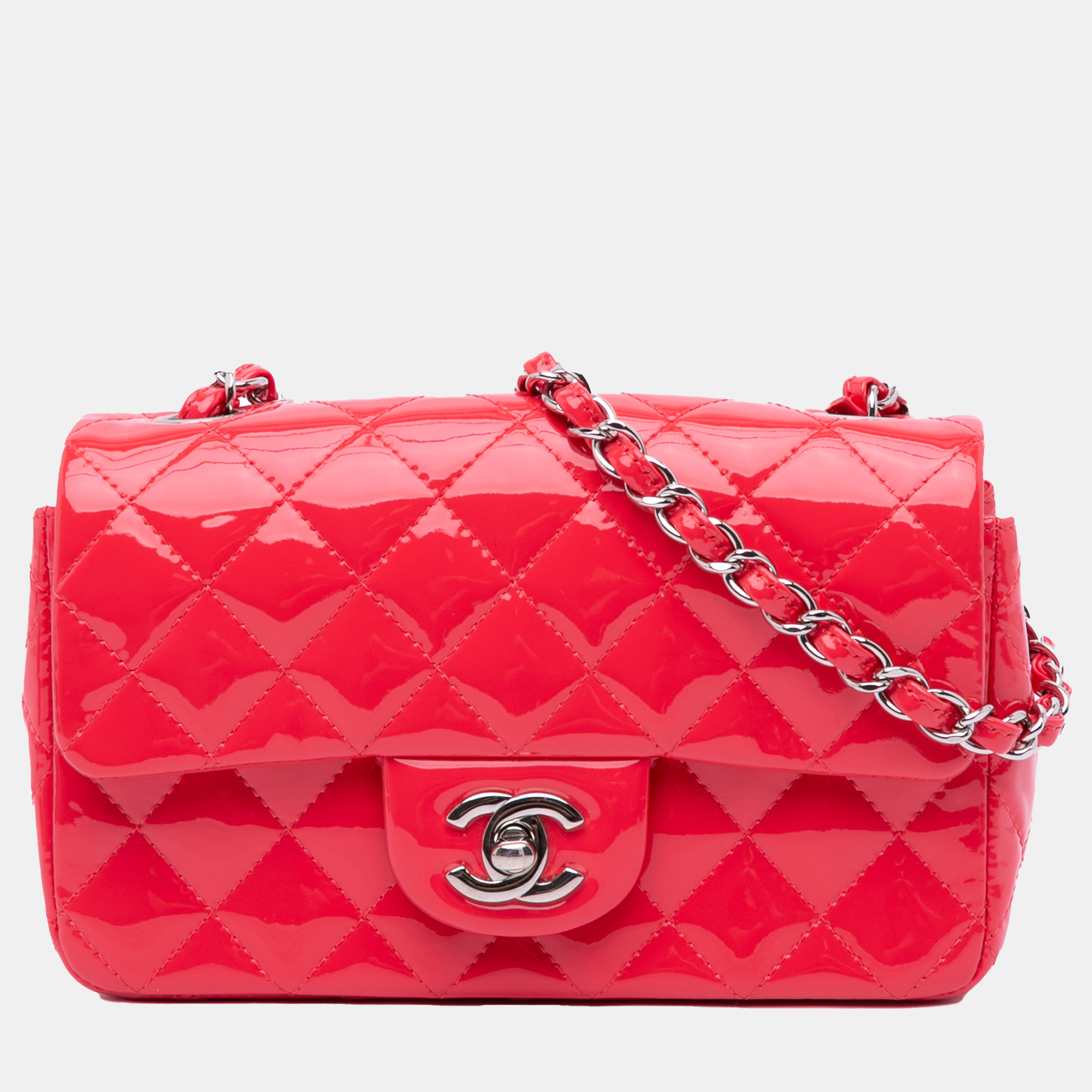 Chanel Red Mini Rectangular Classic Patent Single Flap, Shoulder Bags - Luxury Closet catalog