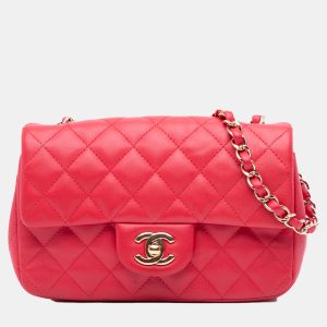 Chanel Red Mini Rectangular Classic Lambskin Single Flap, Shoulder Bags - Luxury Closet catalog