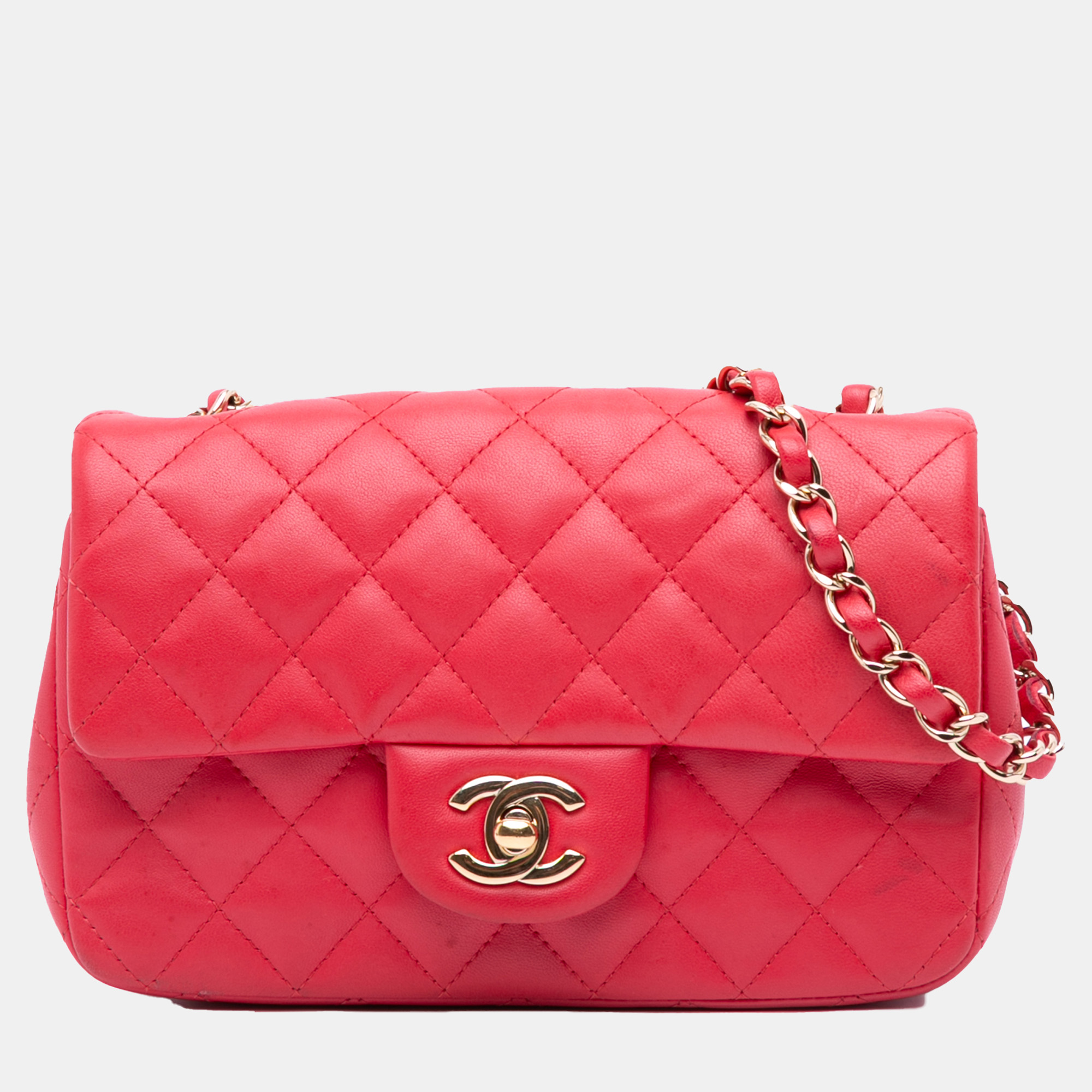 Chanel Red Mini Rectangular Classic Lambskin Single Flap, Shoulder Bags - Luxury Closet catalog