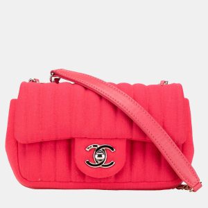 Chanel Pink Mini Vertical Quilted Jersey Single Flap, Shoulder Bags - Luxury Closet catalog