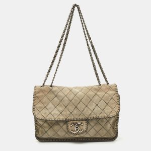 Chanel Grey Quilted Suede Jumbo Whipstitch Classic Single Flap Bag, Shoulder Bags - Luxury Closet catalog
