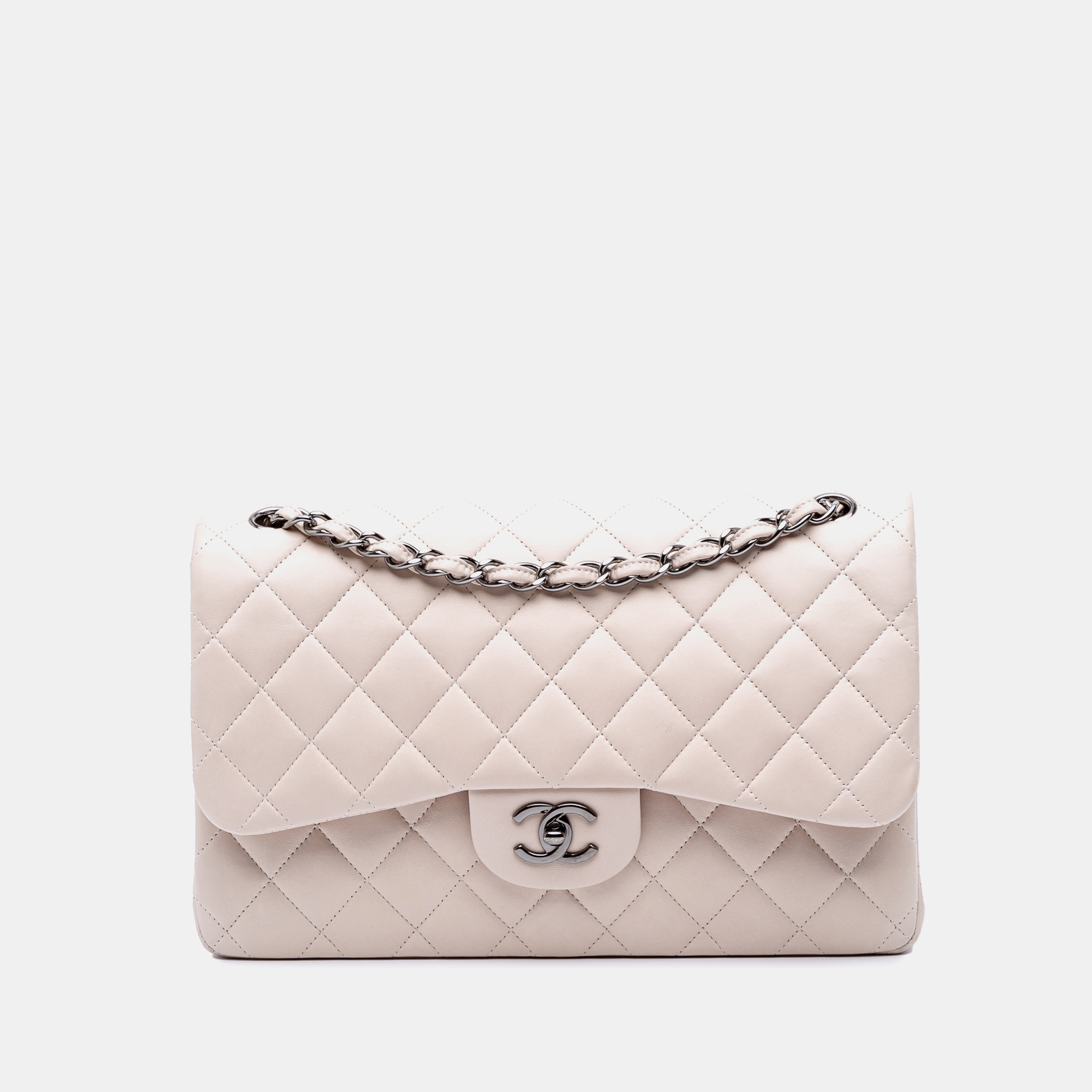 Chanel White Lambskin Jumbo Classic Double Flap, Shoulder Bags - Luxury Closet catalog