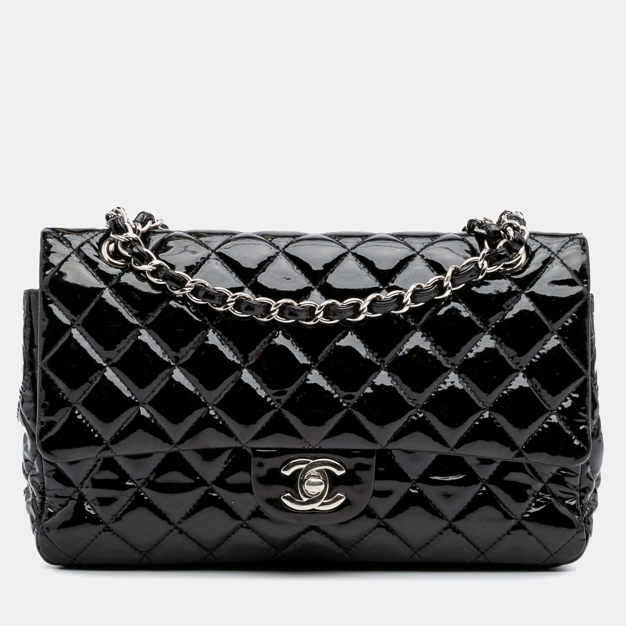 Chanel Black Patent Medium Classic Double Flap, Shoulder Bags - Luxury Closet catalog
