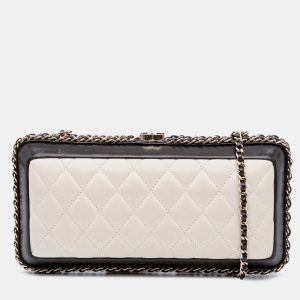Chanel Black/White Lambskin Quilted Chain Around Clutch, Clutches & Special Occasion Bags - Luxury Closet catalog