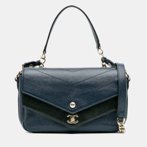 Chanel Navy Blue Quilted Sheepskin Double Chevron Mini Flap Bag, Satchels - Luxury Closet catalog
