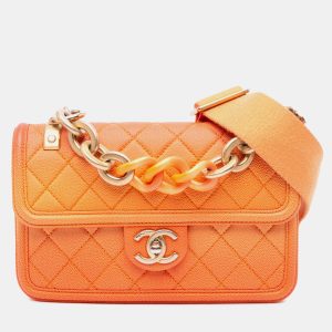 Chanel Orange Small Quilted Caviar Sunset On The Sea Flap, Shoulder Bags - Luxury Closet catalog