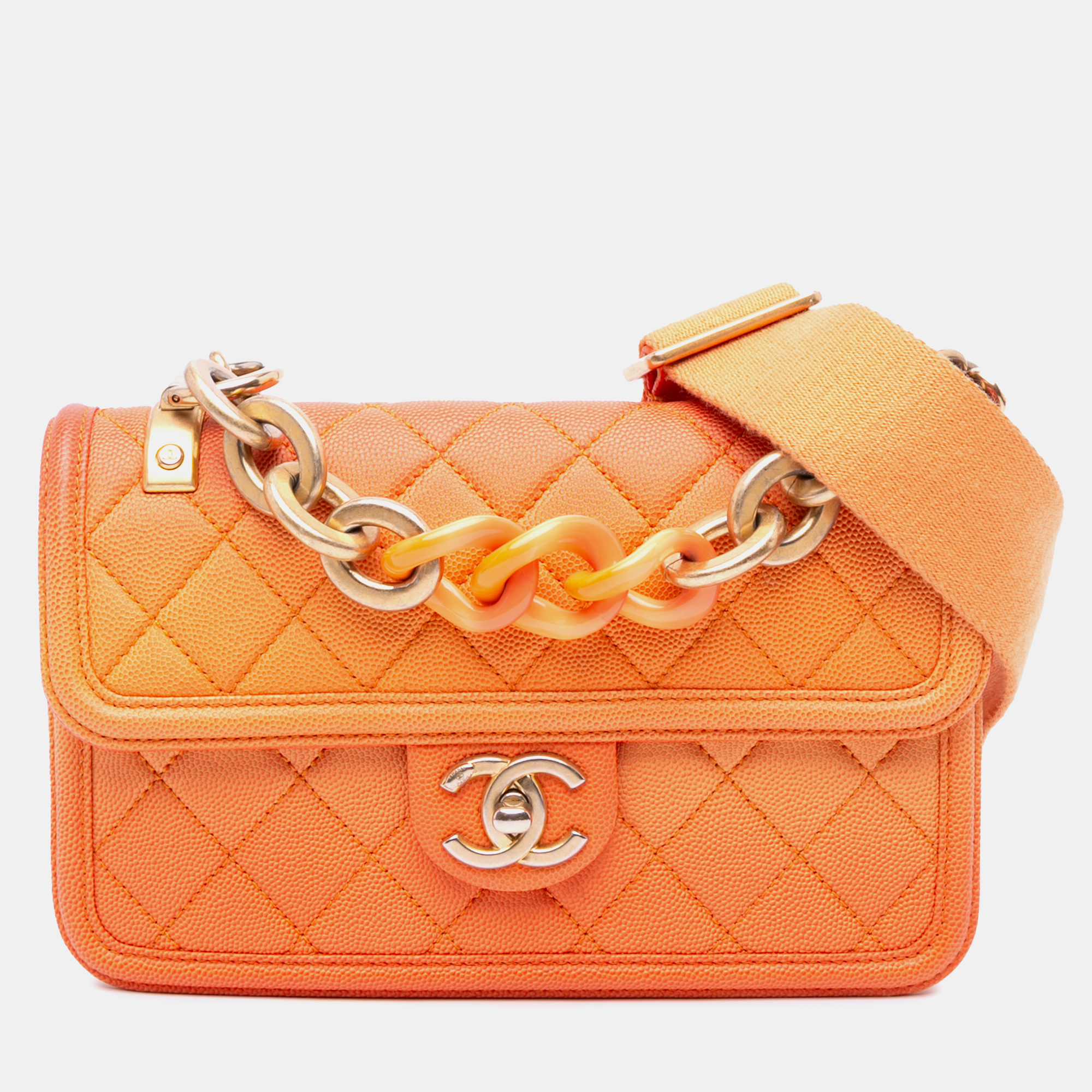 Chanel Orange Small Quilted Caviar Sunset On The Sea Flap, Shoulder Bags - Luxury Closet catalog