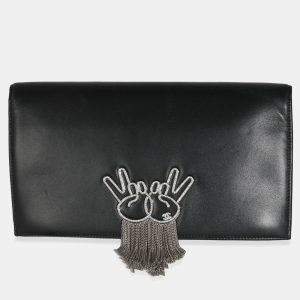 Chanel Black Lambskin Crystal Peace Sign Emoji Fold Over Clutch, Clutches & Special Occasion Bags - Luxury Closet catalog