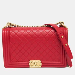 Chanel Boy Red Leather Chain Shoulder Bag, Shoulder Bags - Luxury Closet catalog