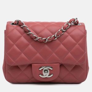 Chanel Pink Lambskin Mini Square Classic Single Flap, Shoulder Bags - Luxury Closet catalog