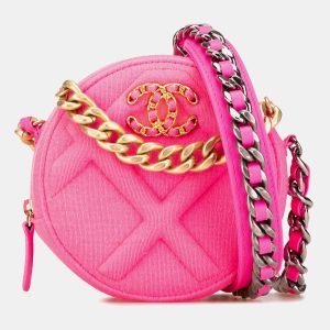 Chanel Hot Pink Jersey 19 Round Clutch on Chain, Satchels - Luxury Closet catalog