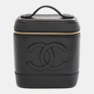 Chanel Black Grained Calfskin Coco Mark Vanity Handbag, Handbags - Luxury Closet catalog