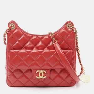 Chanel Red Patent Leather Hobo Chain Shoulder Bag, Shoulder Bags - Luxury Closet catalog