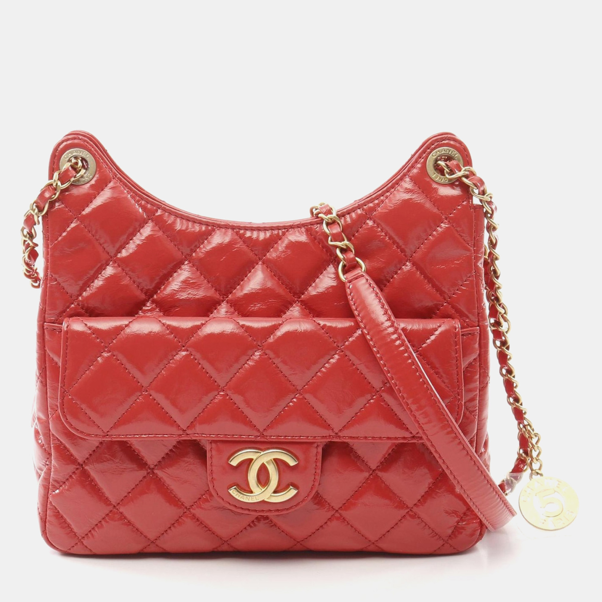 Chanel Red Patent Leather Hobo Chain Shoulder Bag, Shoulder Bags - Luxury Closet catalog