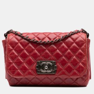 Chanel Red Calfskin  Quilted Glazed Soft Boy Flap Bag, Shoulder Bags - Luxury Closet catalog