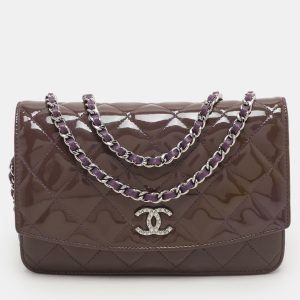 Chanel Purple Quilted Patent Leather CC Wallet On Chain, Wallets & Money Clips - Luxury Closet catalog