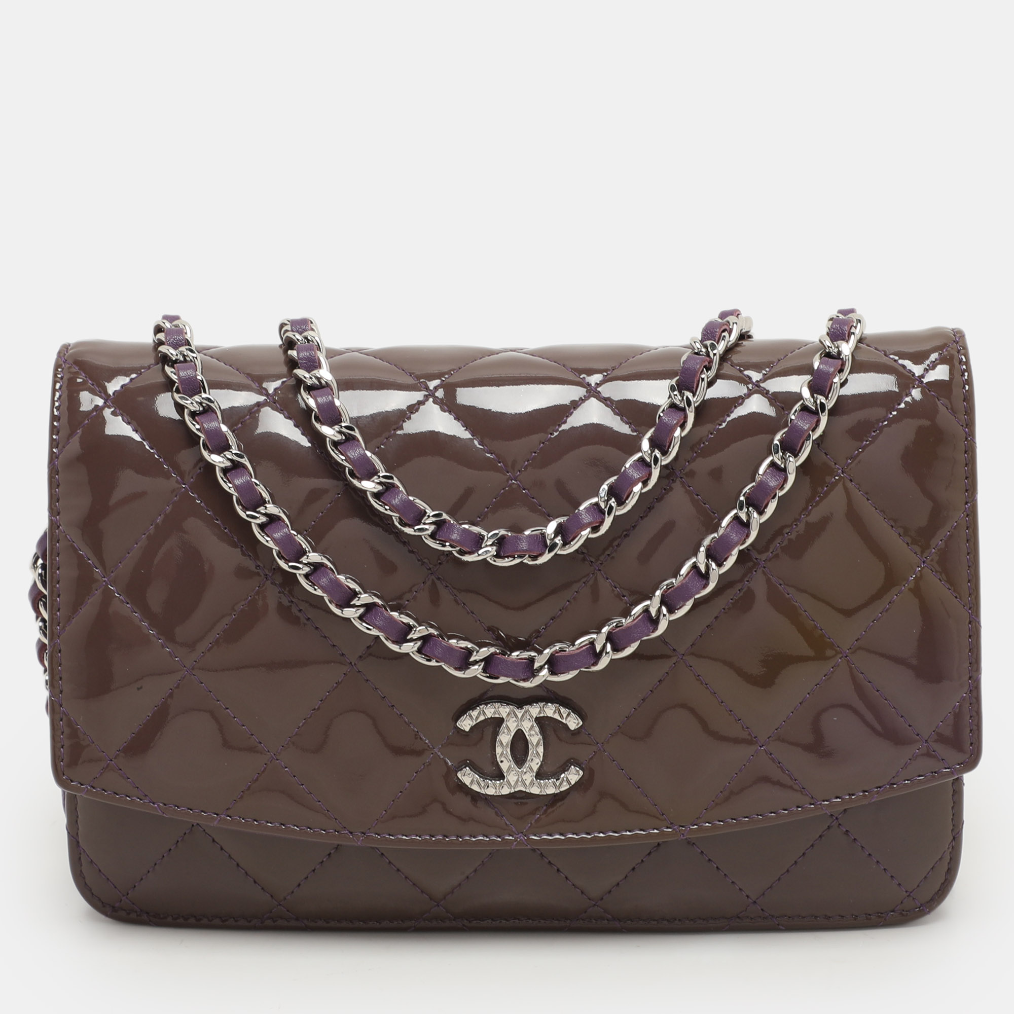 Chanel Purple Quilted Patent Leather CC Wallet On Chain, Wallets & Money Clips - Luxury Closet catalog