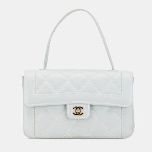 Chanel Blue Quilted Lambskin Wild Stitch Top Handle Bag, Satchels - Luxury Closet catalog