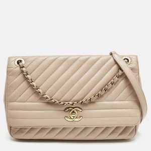 Chanel Beige Diagonal Quilted Leather Medium Flap Bag, Shoulder Bags - Luxury Closet catalog