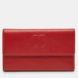 Chanel Red Caviar Leather CC Timeless Flap Wallet, Wallets & Money Clips - Luxury Closet catalog