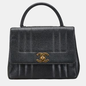 Chanel Black Leather Vertical Quilt Top Handle Bag, Shoulder Bags - Luxury Closet catalog