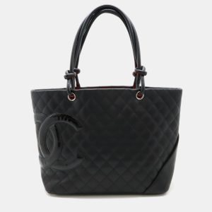 Chanel Black Calfskin Enamel Cambon Line Large Tote Bag, Tote Handbags - Luxury Closet catalog
