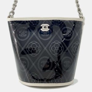 Chanel Black/White Camellia Bucket Vinyl Chain Shoulder Bag, Handbags - Luxury Closet catalog