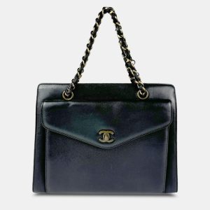 Chanel Black Leather CC Front Pocket Tote Bag, Tote Handbags - Luxury Closet catalog