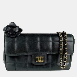 Chanel Black Lambskin Quilted Mini Chocolate Bar Camellia Flap Bag, Shoulder Bags - Luxury Closet catalog