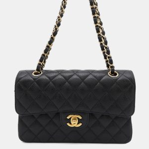 Chanel Black Caviar Leather Matelasse Double Flap Chain shoulder Bag, Shoulder Bags - Luxury Closet catalog