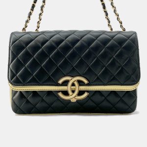 Chanel Black/Gold Lambskin Paris-New York CC Chic Chain Shoulder Bag, Shoulder Bags - Luxury Closet catalog