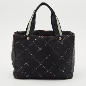 Chanel Black Quilted Print Nylon Travel Ligne Tote, Tote Handbags - Luxury Closet catalog