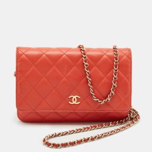 Chanel Orange Quilted Leather CC Wallet On Chain, Wallets & Money Clips - Luxury Closet catalog