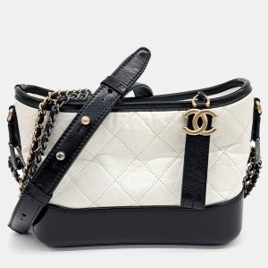 Chanel Black White Leather Gabrielle Hobo Bag Small, Shoulder Bags - Luxury Closet catalog