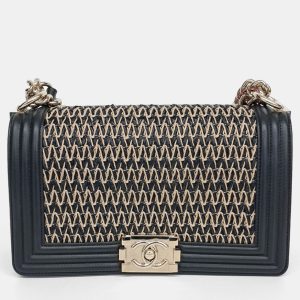 Chanel Beige Black Leather Boy Medium Bag, Handbags - Luxury Closet catalog
