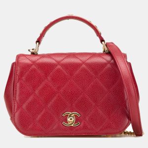 Chanel Red Mini Quilted Caviar Carry Around Flap, Satchels - Luxury Closet catalog