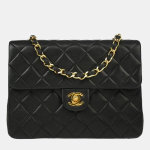 Chanel Black Lambskin Classic Square Flap Shoulder Bag, Handbags - Luxury Closet catalog