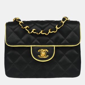 Chanel Black Satin Mini Classic Square Flap Shoulder Bag, Shoulder Bags - Luxury Closet catalog