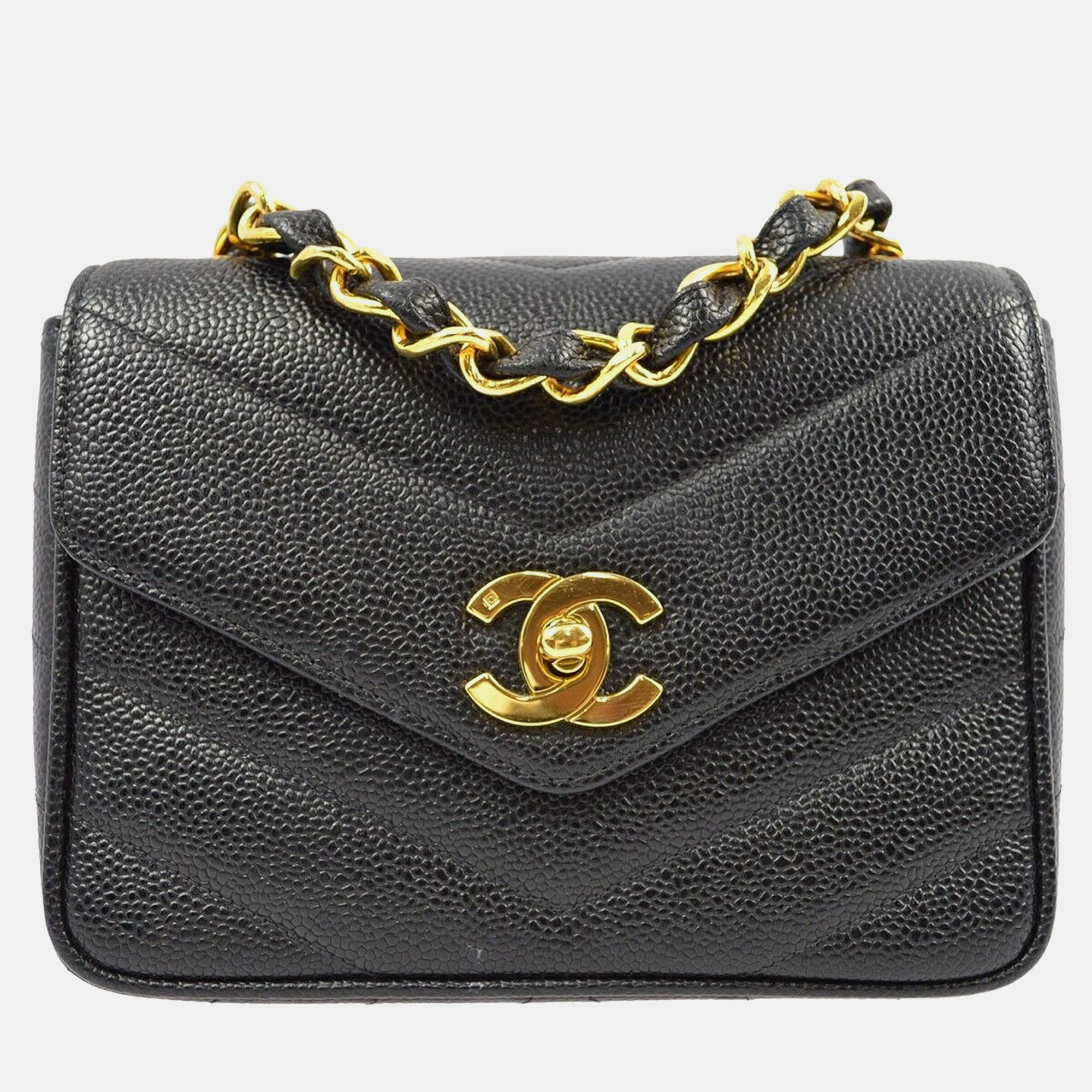 Chanel Black Calfskin Chevron Mini Square Shoulder Bag, Shoulder Bags - Luxury Closet catalog