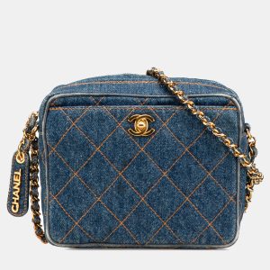 Chanel Blue CC Quilted Denim Turnlock Camera Bag, Shoulder Bags - Luxury Closet catalog