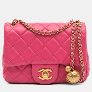 Chanel Pink Mini Square Classic Lambskin Pearl Crush Single Flap, Shoulder Bags - Luxury Closet catalog