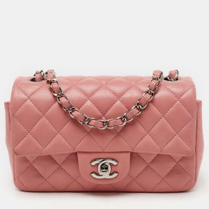 Chanel Pink Quilted Leather Mini Rectangle Classic Single Flap Bag, Shoulder Bags - Luxury Closet catalog
