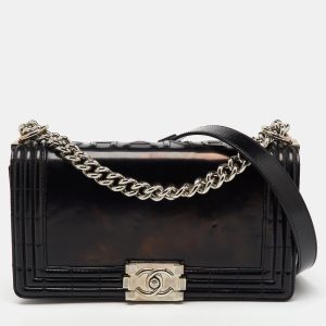 Chanel Black Leather Old Medium Reverso Boy Flap Bag, Shoulder Bags - Luxury Closet catalog