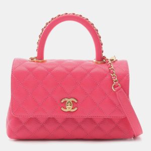 Chanel Pink Leather Top Handle Flap Bag, Satchels - Luxury Closet catalog