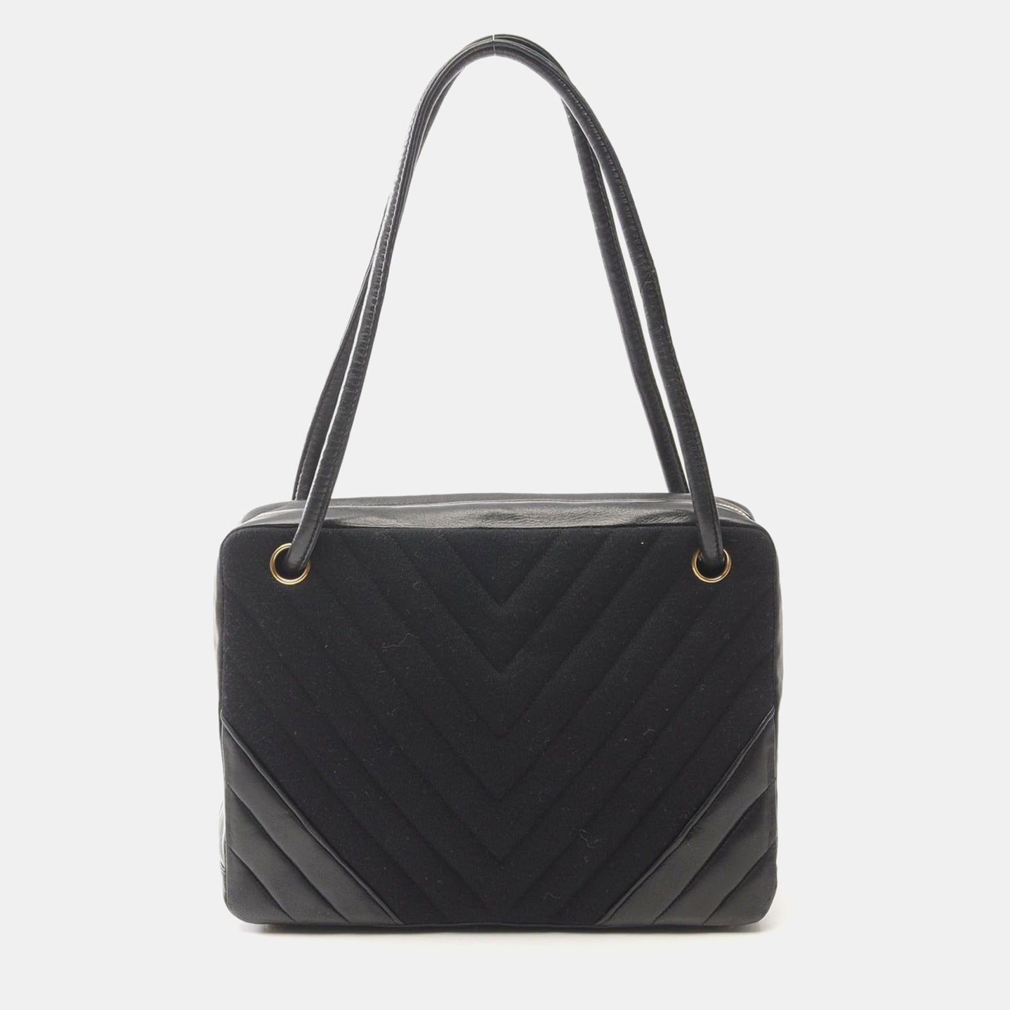 Chanel Black Chevron Lambskin and Jersey Shoulder Bag, Shoulder Bags - Luxury Closet catalog