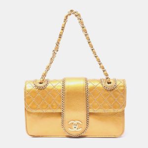 Chanel Gold Matelasse Patent Leather Chain Shoulder Bag, Shoulder Bags - Luxury Closet catalog