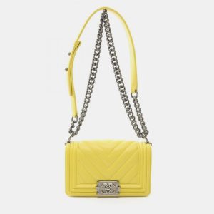 Chanel Yellow Lambskin Small Leather Boy Chanel Shoulder Bag, Shoulder Bags - Luxury Closet catalog