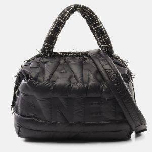 Chanel Black Nylon Coco Tweed Doudoune Bowling Bag, Tote Handbags - Luxury Closet catalog