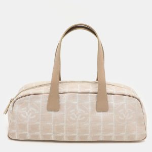 Chanel Beige Printed Nylon Travel Ligne Bowler Bag, Satchels - Luxury Closet catalog