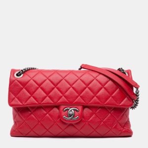 Chanel Red Large Quilted Shiny Lambskin Burgundy Rocks Flap, Shoulder Bags - Luxury Closet catalog